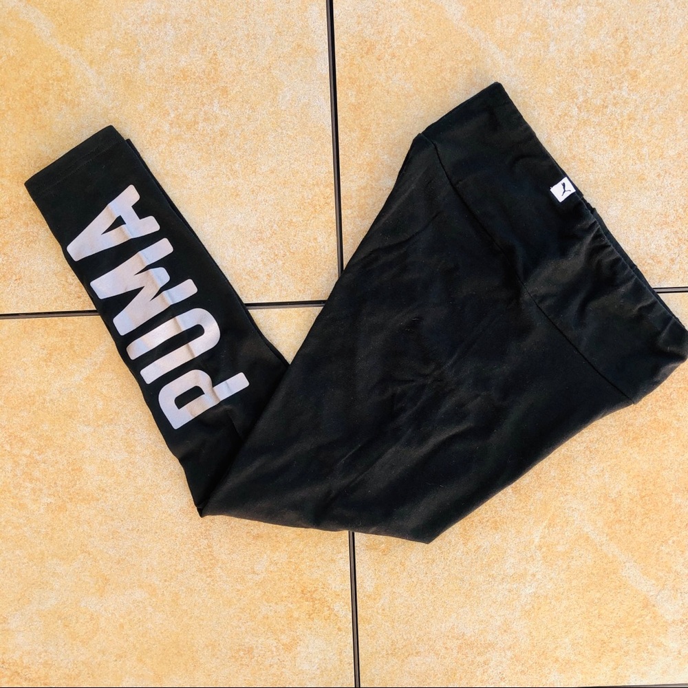 Puma Leggings Black Large w/Silver Leg Logo - Picture 8 of 8